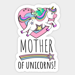 Mother Of Unicorns! Hearts And Stars Sticker